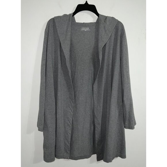 Eileen Fisher Lightweight Hoodie Cardigan Sweater with Pockets in Grey Medium - Picture 2 of 11
